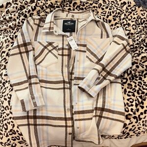 Hollister Casual Plaid Shirt - Brown and Cream